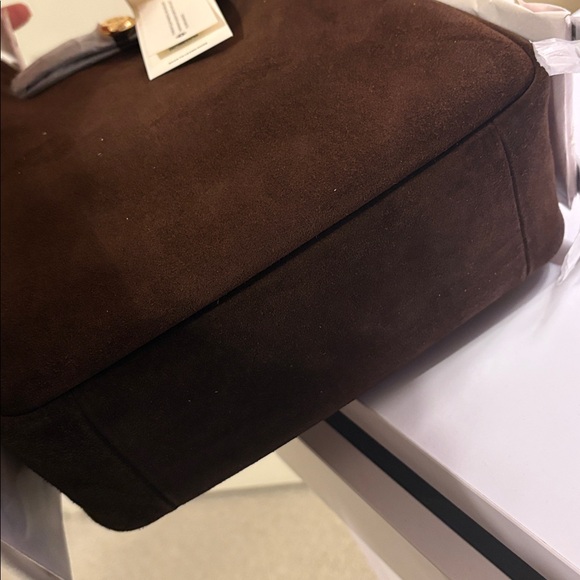 NEW Tory Burch Dark Cocoa Suede Women’s Romy Suede Bucket Bag - Picture 16 of 16